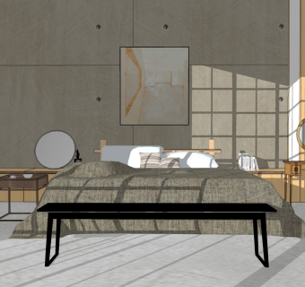 精品卧室模型家具模型 (1)